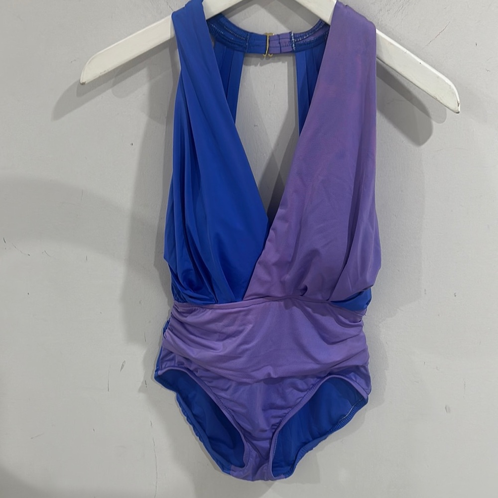 Badgley Mischka Blue and Purple Bodysuit One Piece